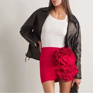 Magda Butrym knitwear Red Mini Skirt with Floral Details